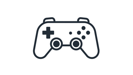 A simple black outline of a video game controller on a white background © gudangPIXEL