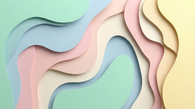 Layered Paper Cut Abstract Background with Soft Depth Shadow Effect