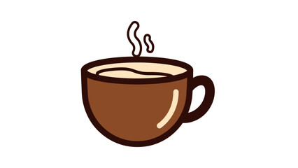 Obraz premium A brown coffee cup with a handle, steam rising from it, set against a white background