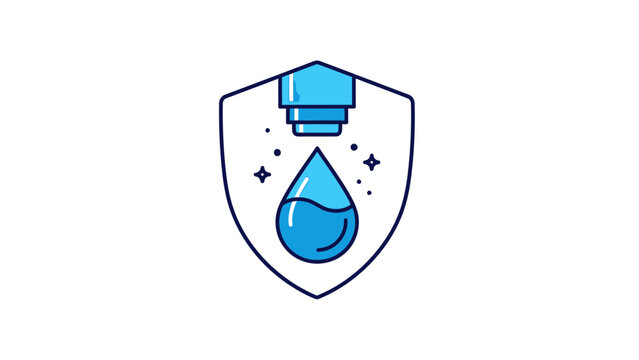 A blue water drop icon protected within a shield, representing clean water