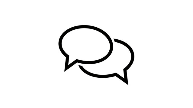 Two black outlined speech bubbles overlapping on a white background