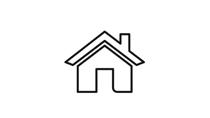 Fototapeta premium A minimalist outline of a house, with a gabled roof, chimney, and a square doorway
