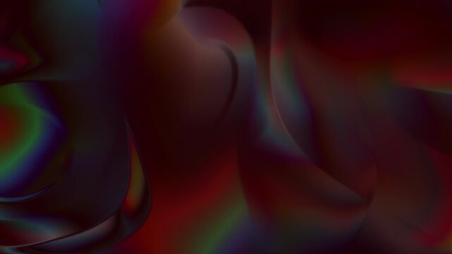 A high-quality abstract background featuring a dark, liquid-like surface with vibrant red and iridescent holographic reflections. The texture incorporates subtle digital scanlines, creating a sophisti