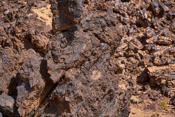 Close-up of jagged solidified lava rock texture