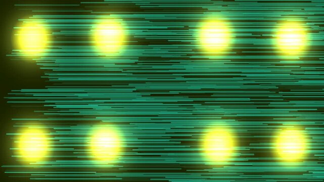 Abstract digital data stream with glowing pink orbs and streaks