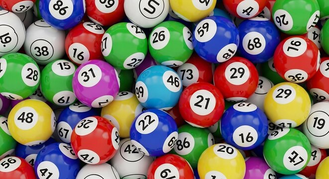A Vibrant Assortment of Colorful Bingo Balls Scattered Together.