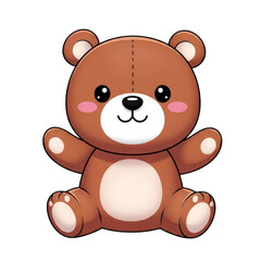 Obraz premium A cute cartoon teddy bear waving with a friendly expression