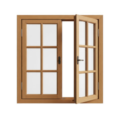 Obraz premium Elegant wooden double door with decorative glass panes and frame