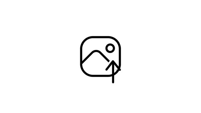 The icon features a square frame with a mountain inside and a small upward arrow to signify the action of uploading an image to a cloud service