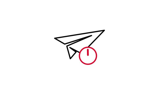 The icon shows a paper airplane with a red clock symbol in the corner to represent a scheduled message or a delivery that is currently pending