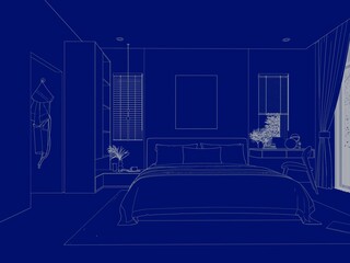 Modern Bedroom Interior Blueprint Design