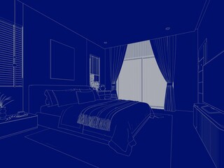 Modern Bedroom Interior Design Concept Blueprint