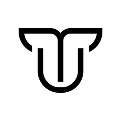 Minimal Bull Head Logo Mark With T and U Monogram &mdash; Modern Monoline Emblem For Branding