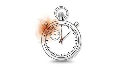 Stopwatch with orange splash effect on white background  