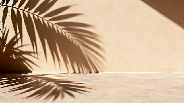 Palm leaf shadow on wall