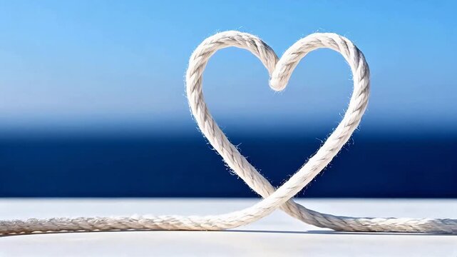 Heartshaped rope against blue sky