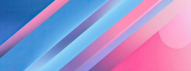 Colorful abstract design with angled, gradient stripes in shades of blue, pink, and purple