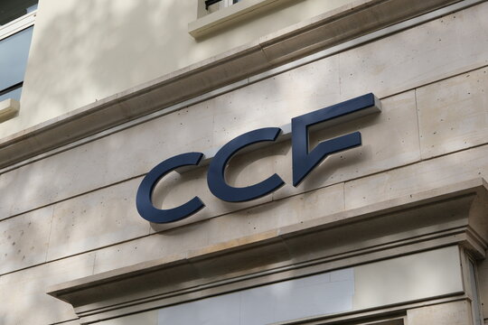 Paris,France-Oct.4th 2025: CCF bank brand logo 