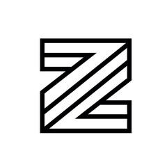 Bold Z monogram logo with diagonal stripes and geometric outline on a white background, ideal for modern branding, typography projects, corporate identity, and minimalist design concepts.