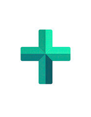 Obraz premium Graphic with a teal cross shape on a solid black background