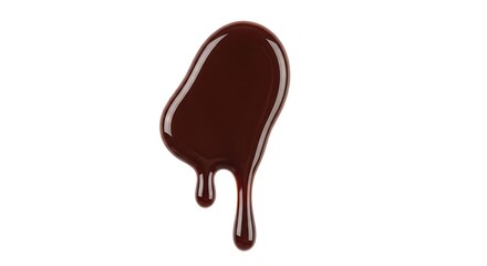 Obraz premium A close-up of a chocolate sauce drip, viewed from the front, showcasing a glossy texture and a dark brown color in a digital illustration.