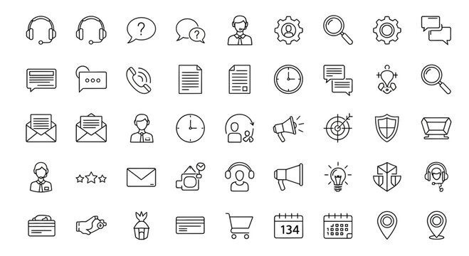 Customer Service and Support Icon Set - Business and Communication