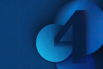 Modern digital graphic featuring a bold number four overlaying gradient blue circles on a background