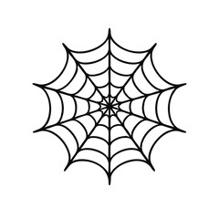 Simple black spider web icon illustration on white background