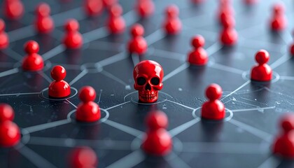 Networked Skull Concept with Red Pegs