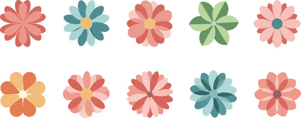 Fototapeta premium Colorful flower in various shades of pink, orange, green, and blue flowers