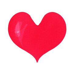 Red heart symbol watercolor hand painted