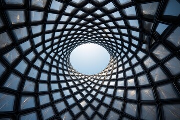 Naklejka premium Abstract ceiling detail creating a futuristic structural pattern with a central opening