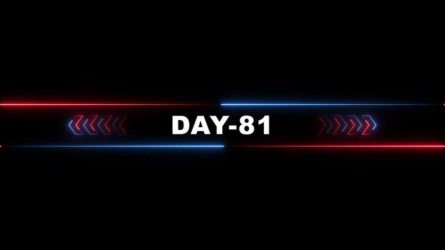Neon Day 81 Glowing Blue Red Arrows Countdown Background Animation