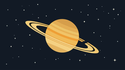 Saturn planet with rings in the starry night sky. © Indah