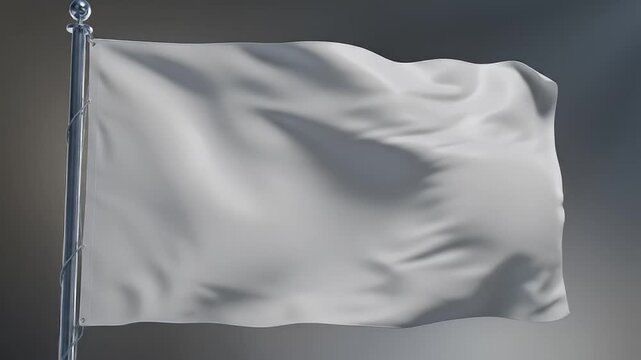 Waving White Flag Against Dark Sky In Video.