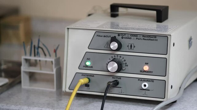 radiosurgical device. Used in dermatology, gynecology, cosmetology, and general surgery for the removal of neoplasms, biopsies, and other procedures.