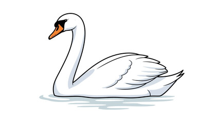 Naklejka premium Elegant white swan swimming gracefully on water