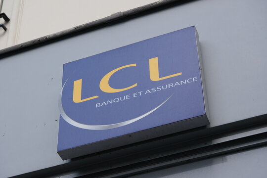 Paris,France-Oct.4th 2025: LCL bank brand logo close up