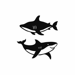 Fototapeta premium Create a sea animal icon set with 2 solid black silhouette icons in one vector