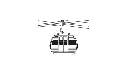 Stylized illustration of a cable car against a white background.