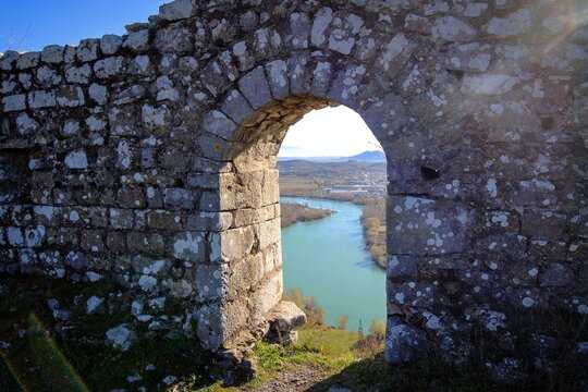 Rozafa castle ruins view near Shkoder, Albania