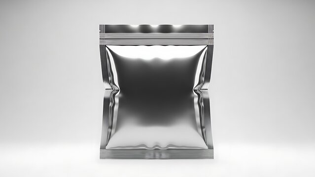 Silver Foil Packaging Bag with Resealable Zip Lock on White Background