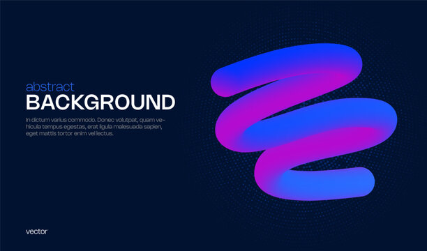 Line color background with abstract shape and graphic wave design element. Curve with ribbon stroke spiral and gradient brush for poster or banner. Neon 3d line with wavy pattern.