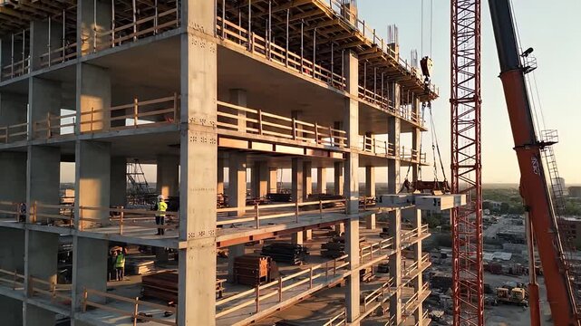 Construction Site Progress Video Of Building Frame.
