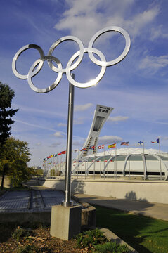 MONTREAL CANADA. The Montreal Olympic Stadium and tower. The tallest inclined tower in the world.Tour Olympique stands 175 meters tall and at a 45-degree angle