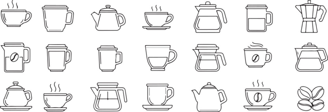 Collection of various coffee mugs and cups