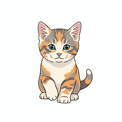 Obraz premium Adorable Young Cat Sitting Calmly with Bright Eyes and Playful Expression