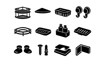 Icon pad generation tray image adhesive bottle mounting vector screws simple triangular