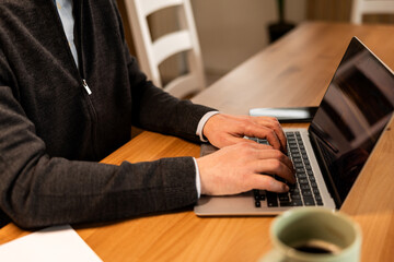 Close up Of Male Hands Doing Work On Laptop