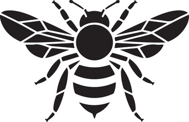Stylized black bee illustration, isolated on a white background, vector art.
